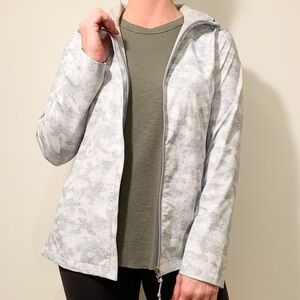 Free Country Women's Windbreaker Rain Jacket Light Grey White Camo  Size-XL